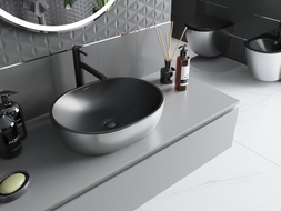 Mexen Viki countertop sink 48 x 35 cm, matte black/silver - 21054874