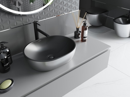 Mexen Viki countertop washbasin 48 x 35 cm, black matt/Silver - 21054874