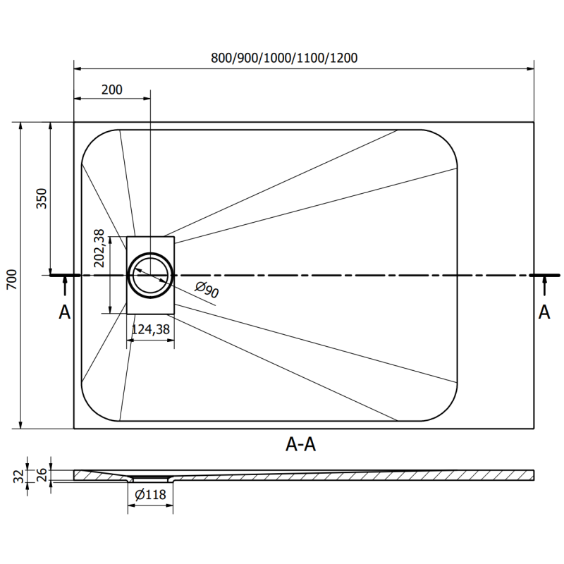 Mexen Hugo rectangular shower tray SMC 80 x 70 cm, white - 42107080