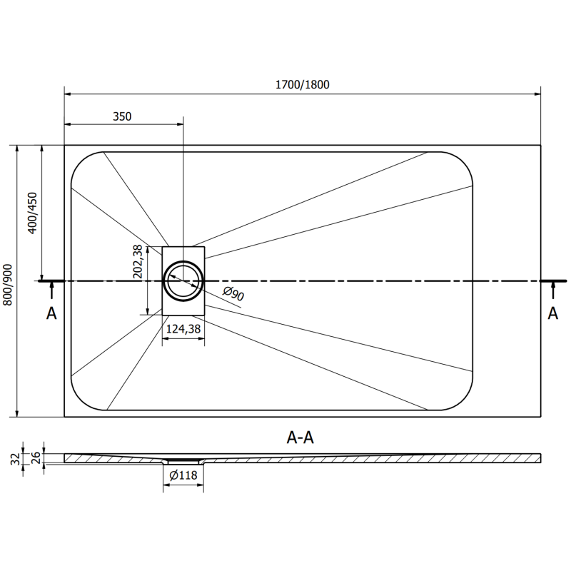 Mexen Hugo rectangular shower tray SMC 180 x 90 cm, white - 42109018
