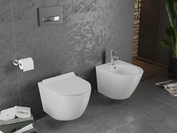 Mexen Lena Rimless toilet bowl with a slim soft close toilet seat, Thermosetting polymer, White - 30224000