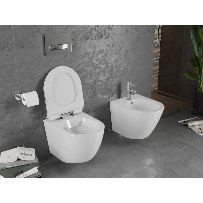 Mexen Lena Rimless WC bowl with soft-close slim seat, duroplast, white gloss - 30224000