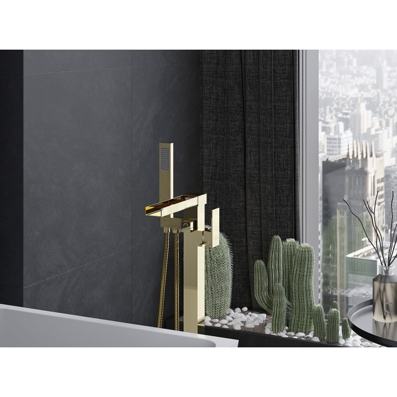 Mexen Algar freestanding bathtub faucet, gold - 75733-50