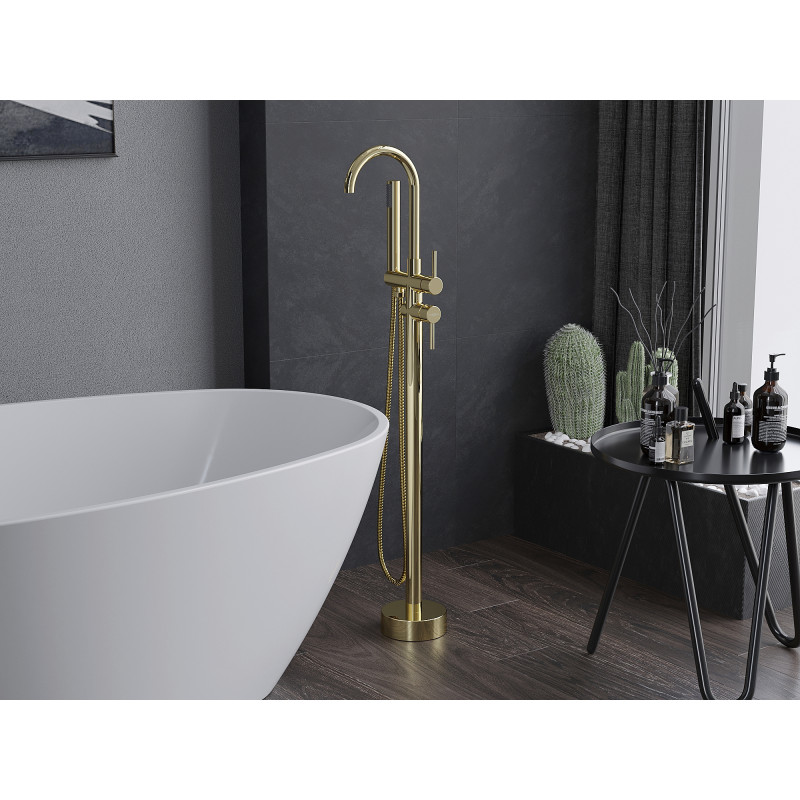 Mexen Alma freestanding bathtub faucet, gold - 75033-50
