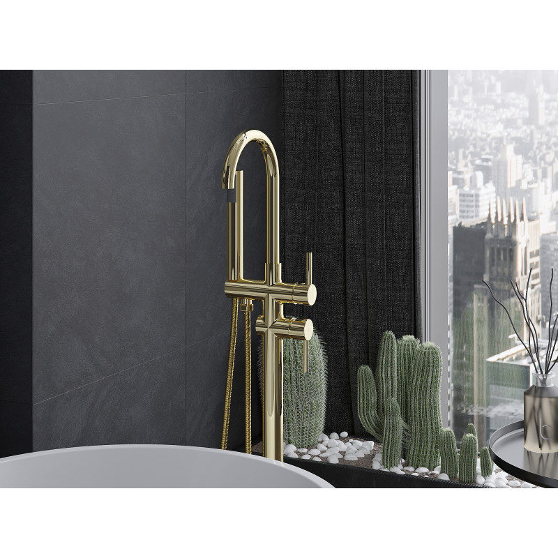 Mexen Alma freestanding bathtub faucet, gold - 75033-50