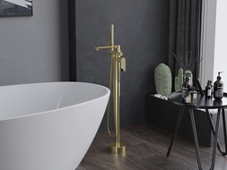 Mexen Leda freestanding bathtub mixer tap, gold - 75633-50