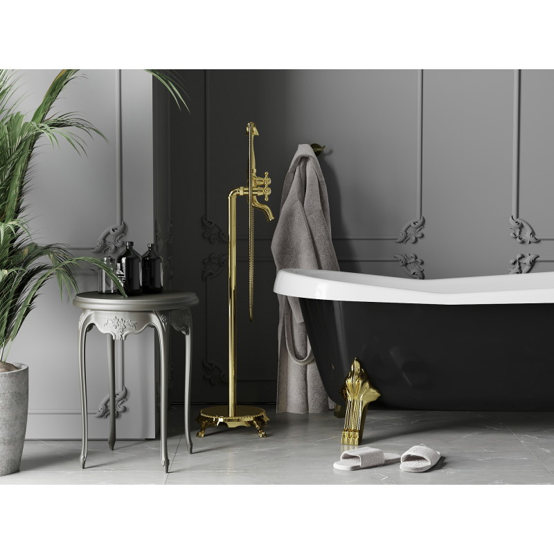 Mexen Retro freestanding bathtub faucet, gold - 75933-50