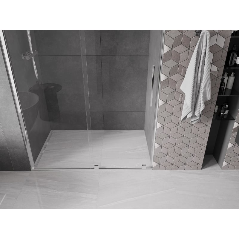 Mexen Velar sliding shower door 130 cm, transparent, chrome - 871-130-000-01-01