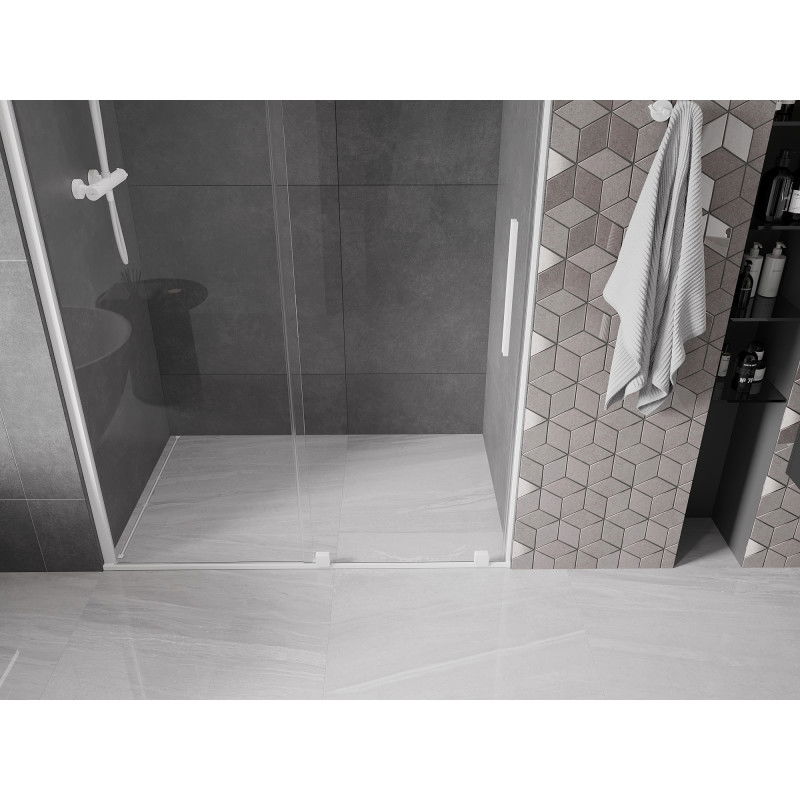 Mexen Velar sliding shower door 130 cm, transparent, white - 871-130-000-01-20
