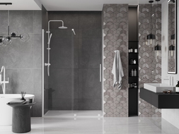 Mexen Velar sliding shower door 130 cm, transparent, white - 871-130-000-01-20