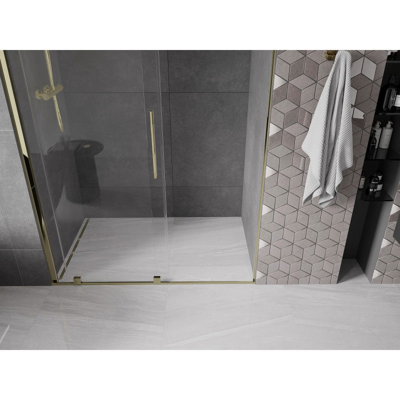 Mexen Velar sliding shower door 150 cm, transparent, gold - 871-150-000-01-50