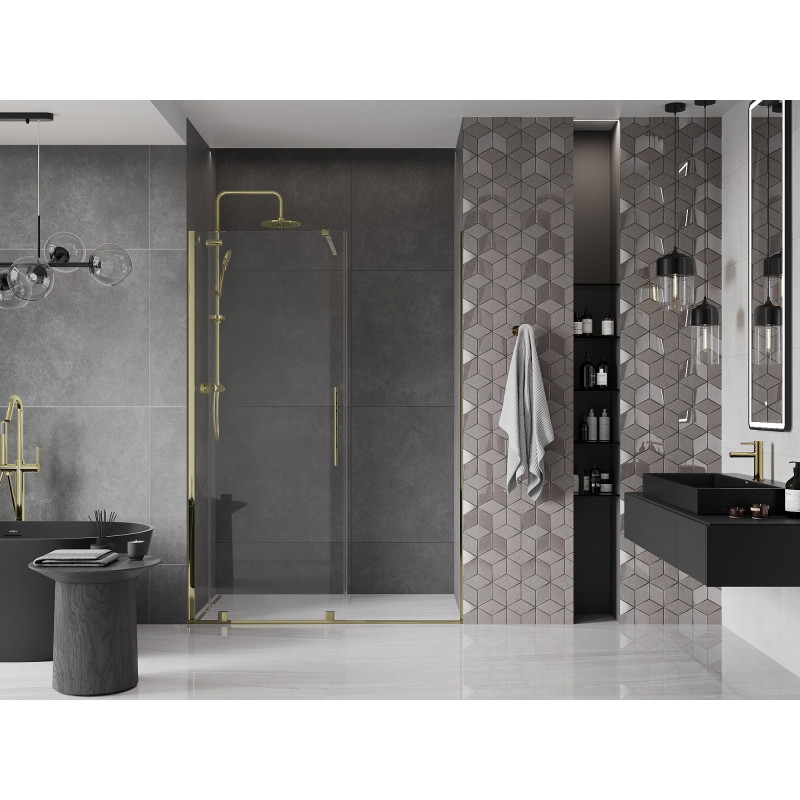 Mexen Velar sliding shower door 160 cm, transparent, gold - 871-160-000-01-50