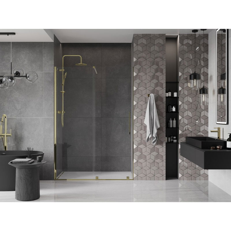 Mexen Velar 160 cm Sliding Shower Door, Transparent, Gold - 871-160-000-01-50