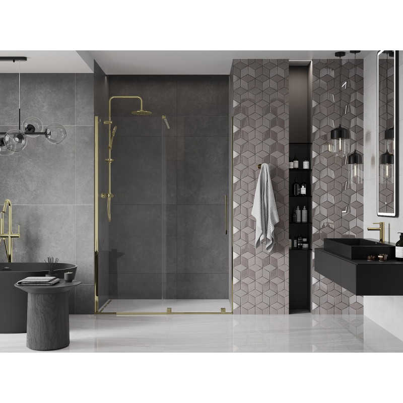 Mexen Velar sliding shower door 160 cm, transparent, gold - 871-160-000-01-50
