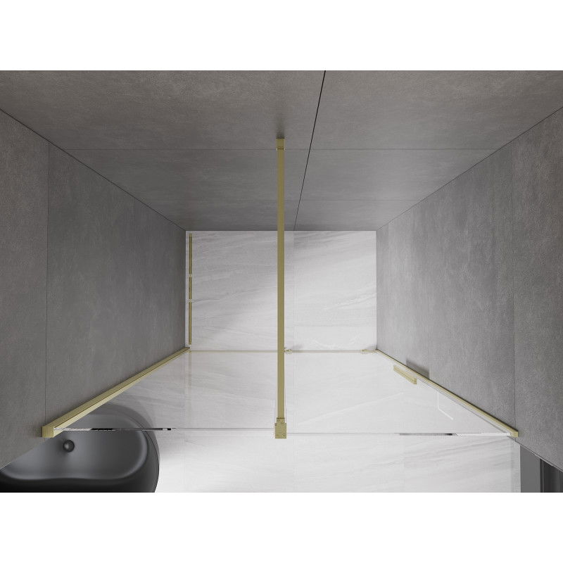 Mexen Velar Shower Sliding Door 150 cm, Transparent, Brushed Gold - 871-150-000-01-55