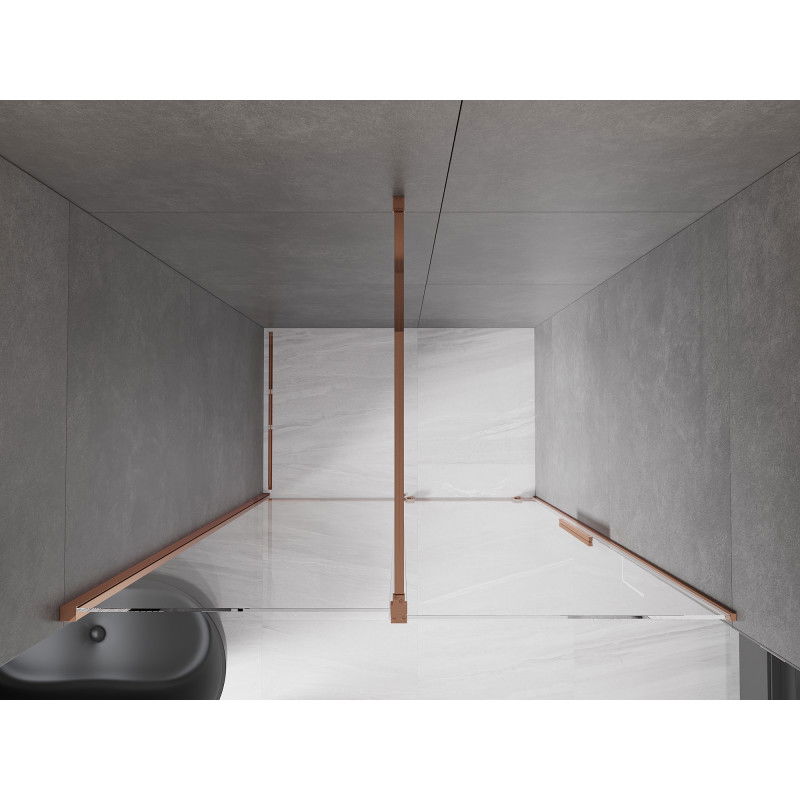 Mexen Velar sliding shower door 140 cm, transparent, pink gold - 871-140-000-01-60
