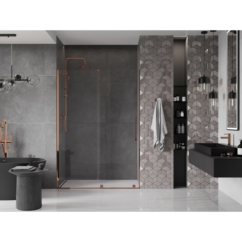 Mexen Velar sliding shower door 150 cm, transparent, rose gold - 871-150-000-01-60