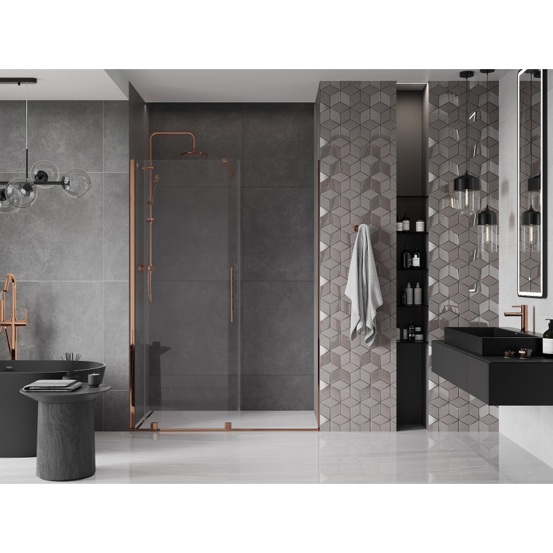 Mexen Velar sliding shower doors 160 cm, transparent, rose gold - 871-160-000-01-60