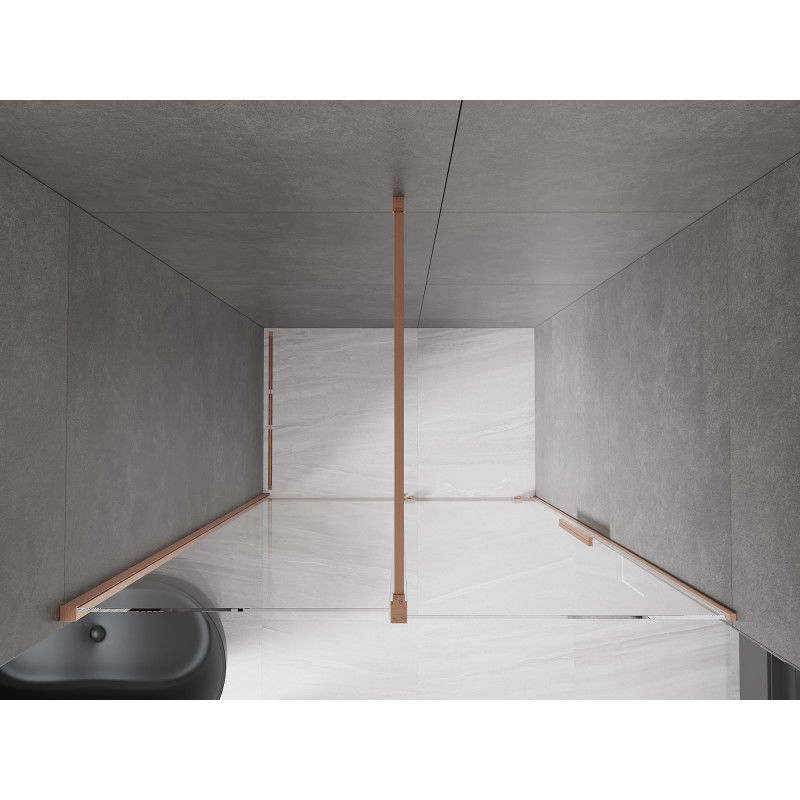 Mexen Velar sliding shower door 140 cm, transparent, brushed copper - 871-140-000-01-65