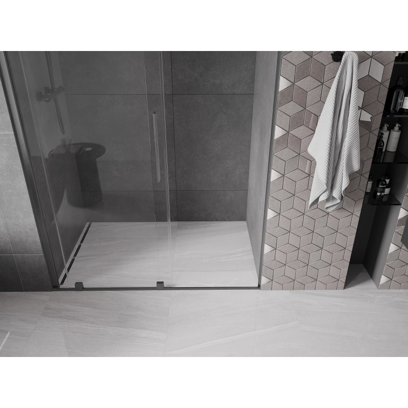 Mexen Velar sliding shower doors 130 cm, transparent, brushed gun gray - 871-130-000-01-66