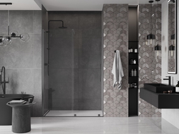Mexen Velar sliding shower door 130 cm, transparent, brushed gun gray - 871-130-000-01-66
