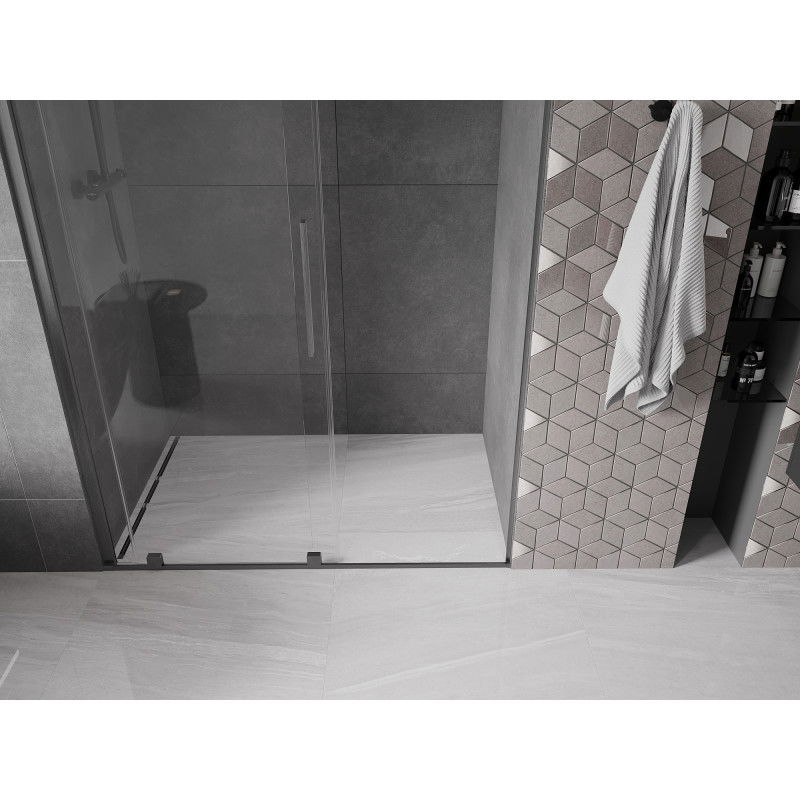 Mexen Velar sliding shower door 140 cm, transparent, brushed gun gray - 871-140-000-01-66