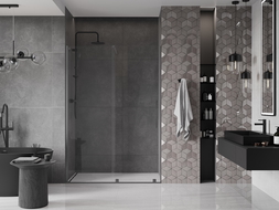 Mexen Velar sliding shower door 140 cm, transparent, brushed gun gray - 871-140-000-01-66
