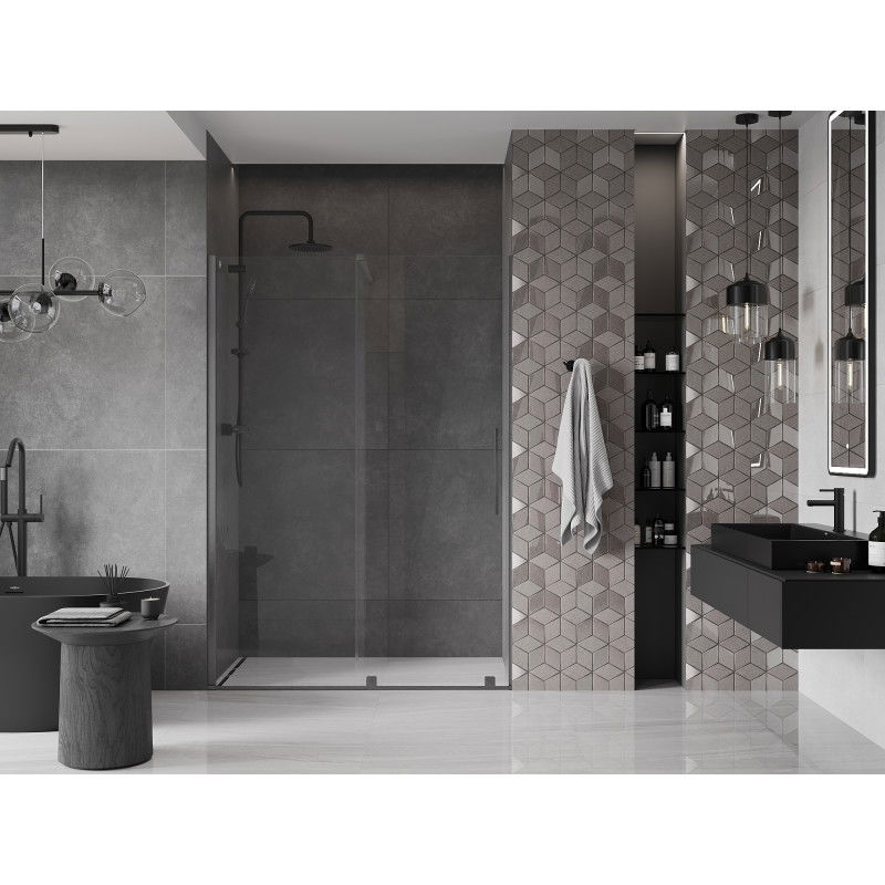 Mexen Velar sliding shower door 150 cm, transparent, brushed gun gray - 871-150-000-01-66