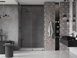 Mexen Velar sliding shower doors 150 cm, transparent, brushed gun gray - 871-150-000-01-66