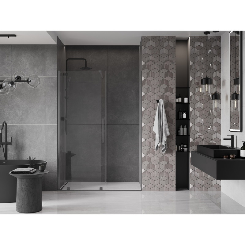 Mexen Velar sliding shower door 160 cm, transparent, brushed gun gray - 871-160-000-01-66