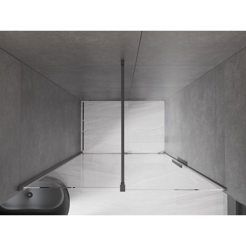 Mexen Velar 160 cm sliding shower door, transparent, brushed gun gray - 871-160-000-01-66