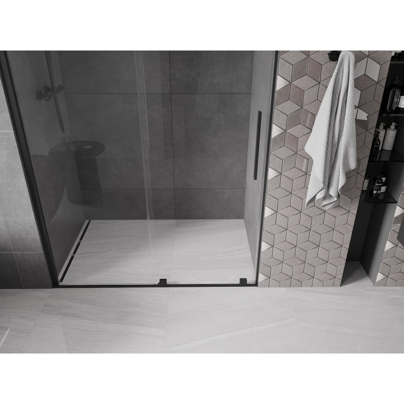 Mexen Velar sliding shower door 140 cm, transparent, black - 871-140-000-01-70