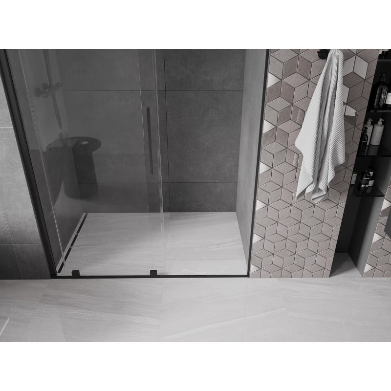 Mexen Velar sliding shower door 140 cm, transparent, black - 871-140-000-01-70