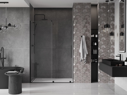 Mexen Velar sliding shower door 140 cm, transparent, black - 871-140-000-01-70