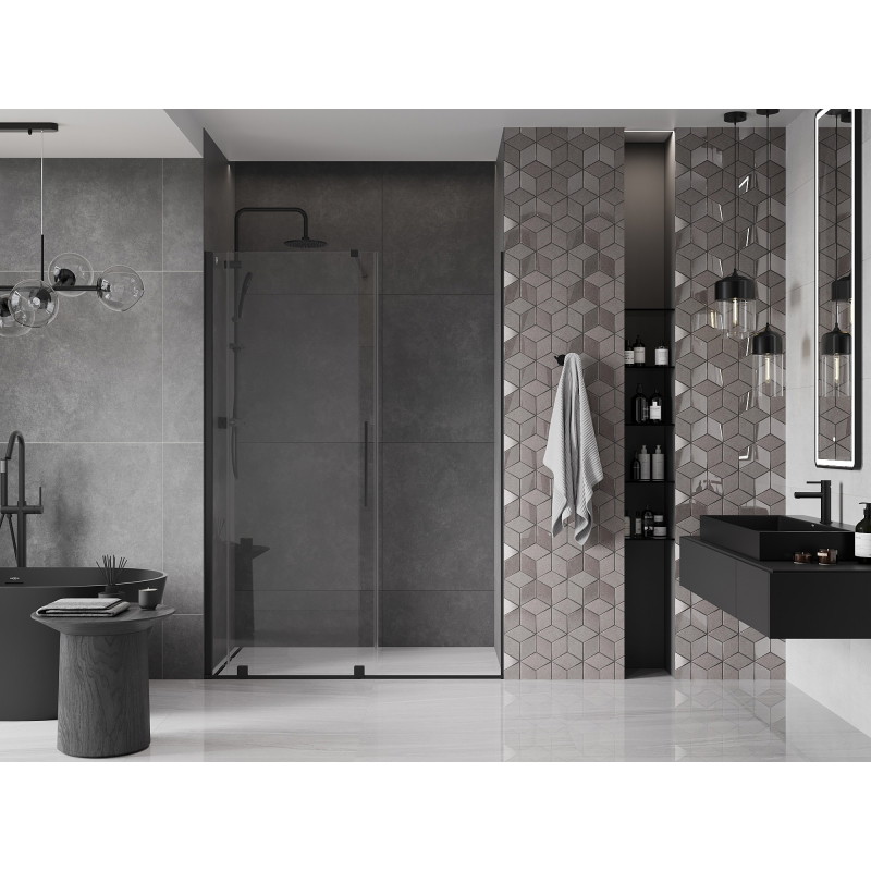 Mexen Velar sliding shower door 160 cm, transparent, black - 871-160-000-01-70