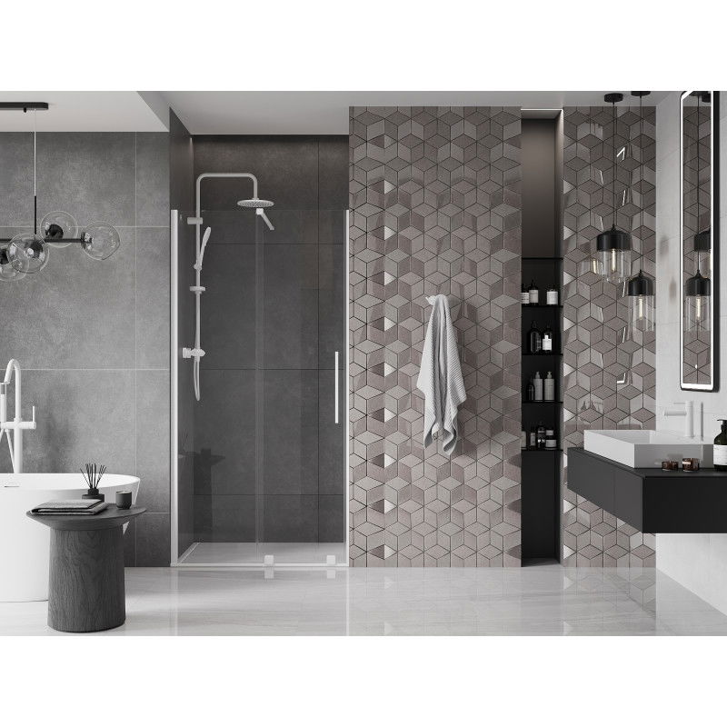 Mexen Velar sliding shower doors 90 cm, transparent, white - 871-090-000-01-20