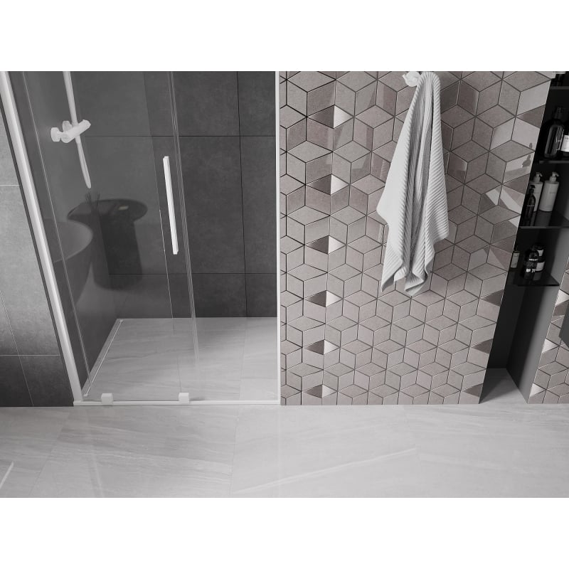 Mexen Velar sliding shower door 100 cm, transparent, white - 871-100-000-01-20