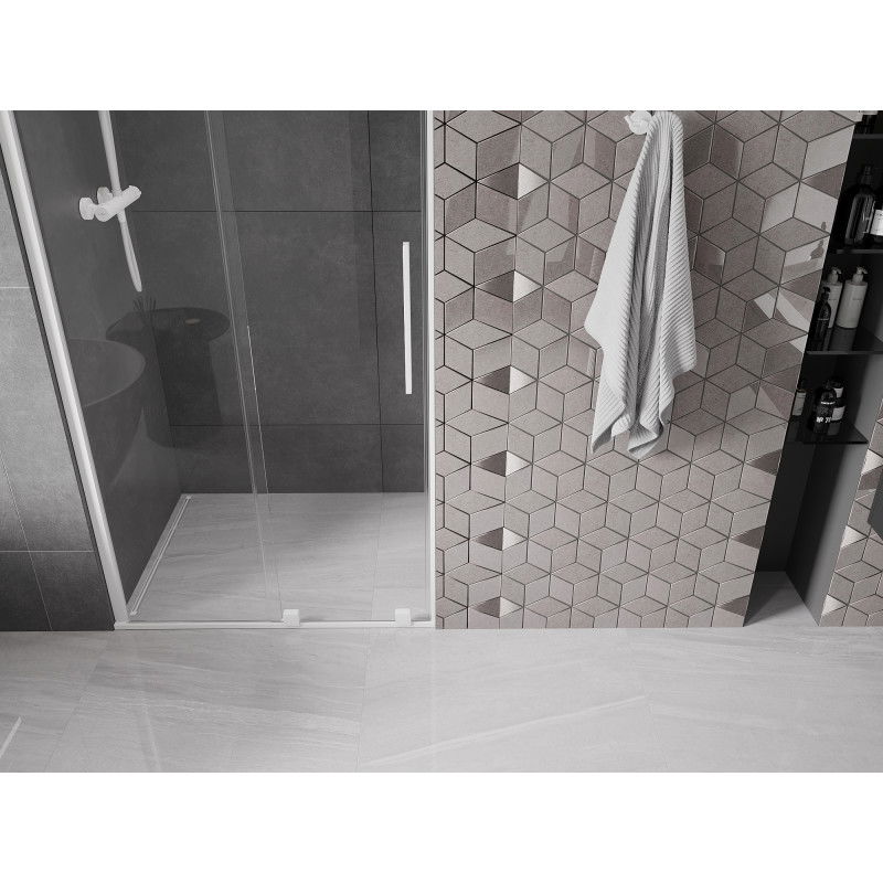 Mexen Velar sliding shower door 120 cm, transparent, white - 871-120-000-01-20