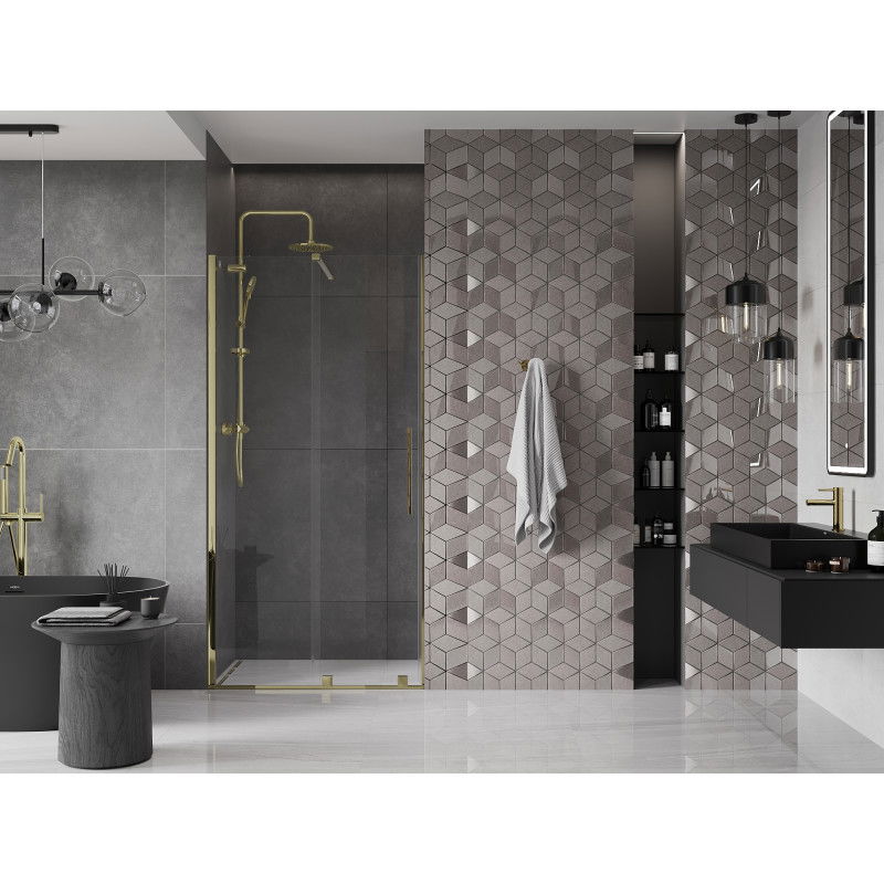 Mexen Velar sliding shower door 100 cm, transparent, gold - 871-100-000-01-50