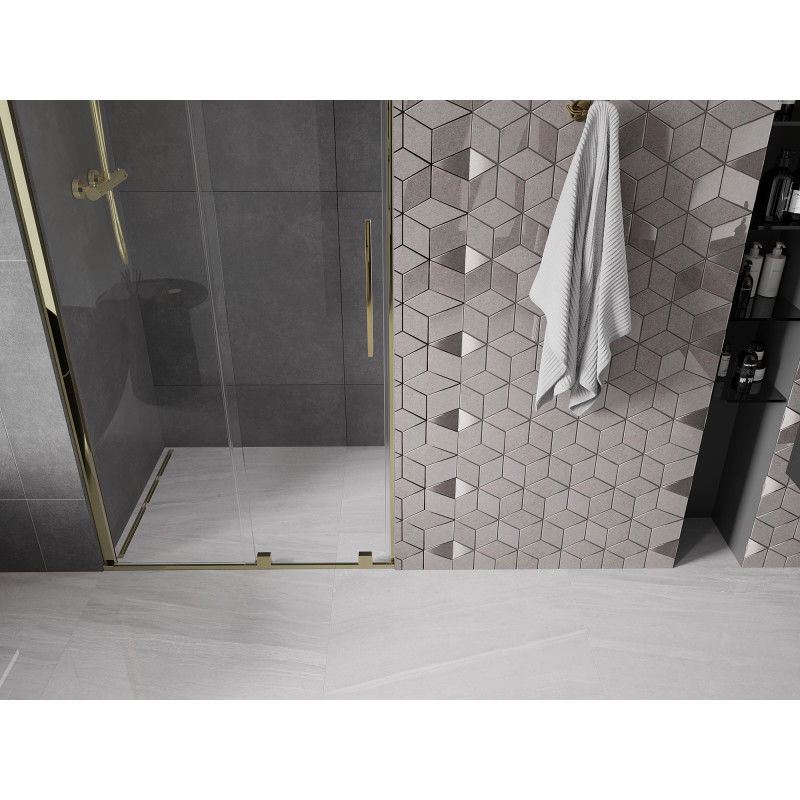 Mexen Velar sliding shower door 110 cm, transparent, gold - 871-110-000-01-50