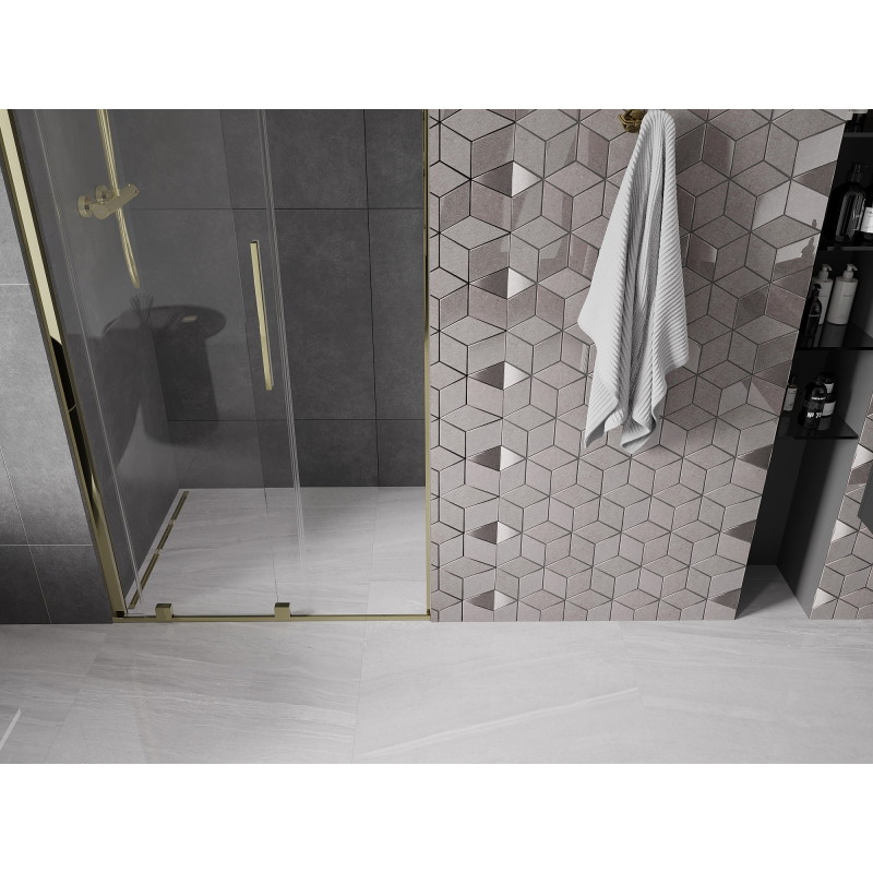 Mexen Velar sliding shower doors 110 cm, transparent, gold - 871-110-000-01-50