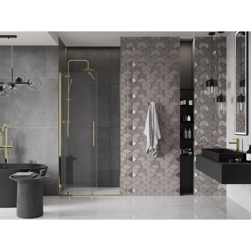 Mexen Velar sliding shower door 110 cm, transparent, gold - 871-110-000-01-50