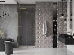 Mexen Velar sliding shower doors 110 cm, transparent, gold - 871-110-000-01-50