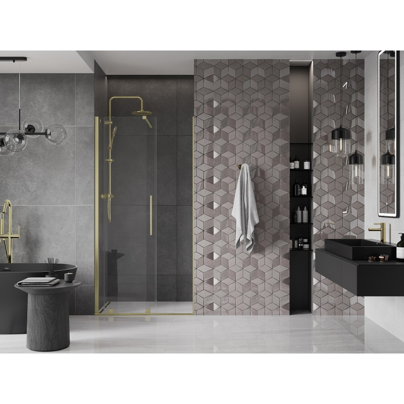 Mexen Velar sliding shower door 90 cm, transparent, gold brushed - 871-090-000-01-55