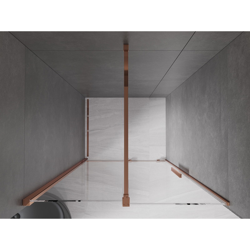 Mexen Velar sliding shower door 100 cm, transparent, pink gold - 871-100-000-01-60