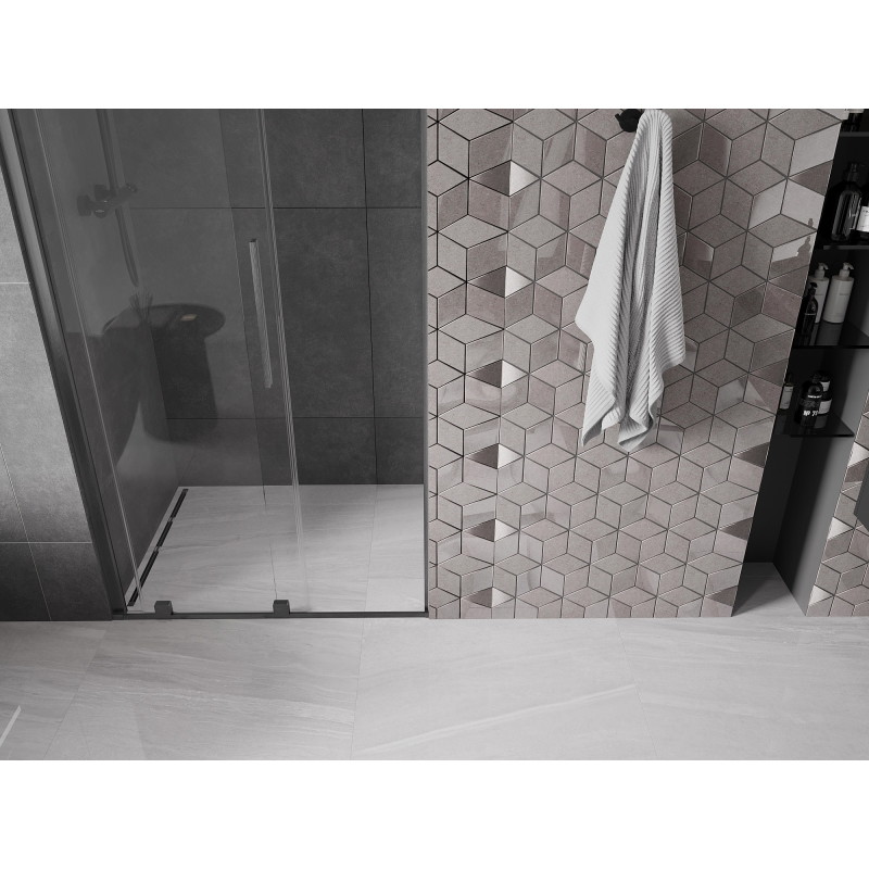 Mexen Velar sliding shower doors 90 cm, transparent, brushed gun gray - 871-090-000-01-66