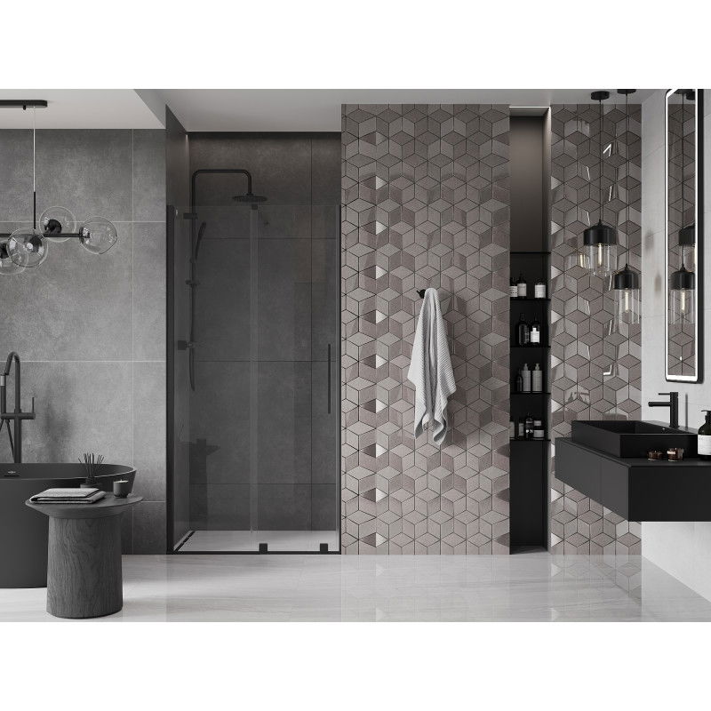 Mexen Velar sliding shower door 90 cm, transparent, black - 871-090-000-01-70