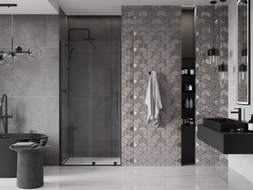 Mexen Velar 90 cm sliding shower door, transparent, black - 871-090-000-01-70