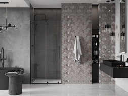 Mexen Velar sliding shower door 110 cm, transparent, black - 871-110-000-01-70
