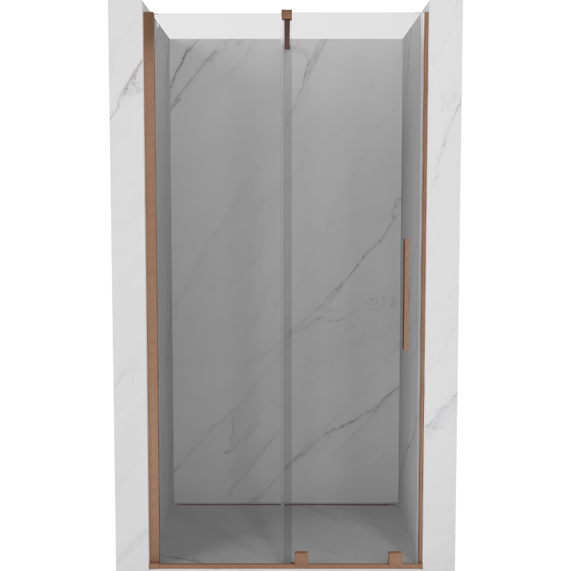 Mexen Velar sliding shower door 100 cm, transparent, brushed copper - 871-100-000-01-65
